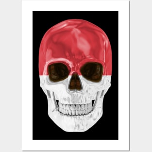 Indonesia Flag Skull - Gift for Indonesian With Roots From Indonesia Posters and Art